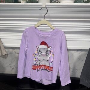 Purple Kids Christmas Hippo Shirt